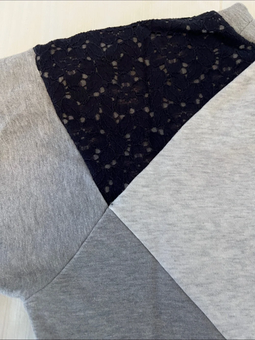 J. Crew Women's Crewneck Colorblock Sweatshirt with lace - Gray & Navy